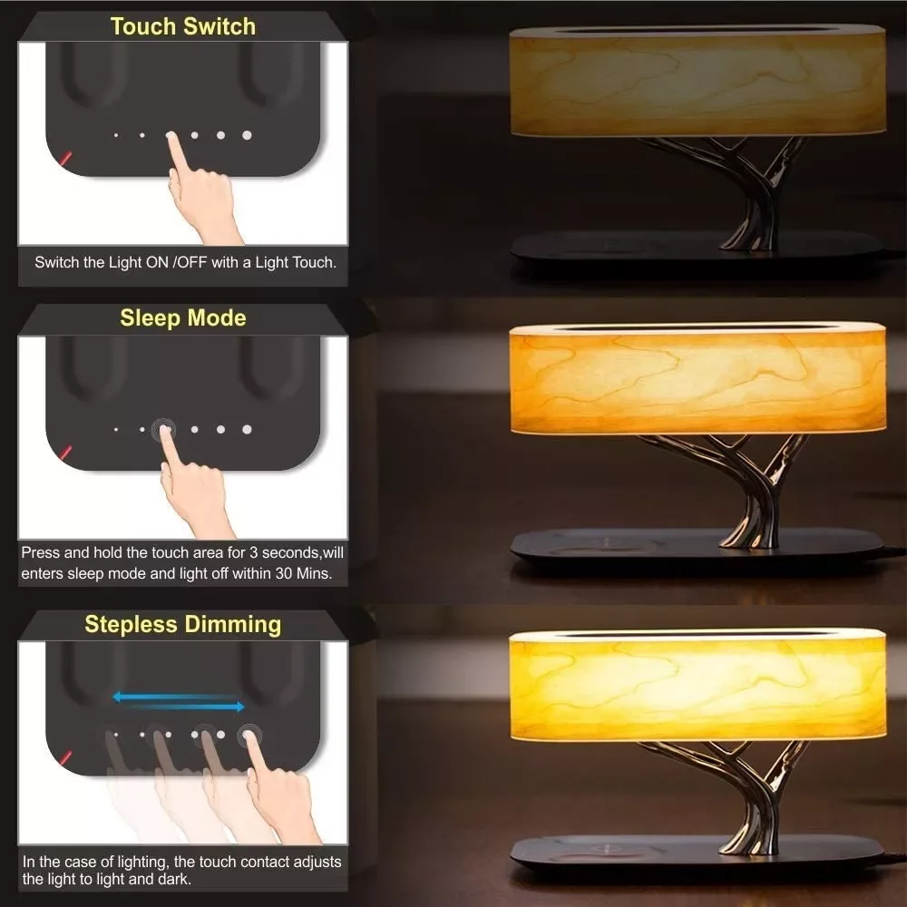 Tiktok Trending Product 2023 New Smart Furniture Table Lamp with Wireless Charger and Bluetooth Speaker for Home Decor