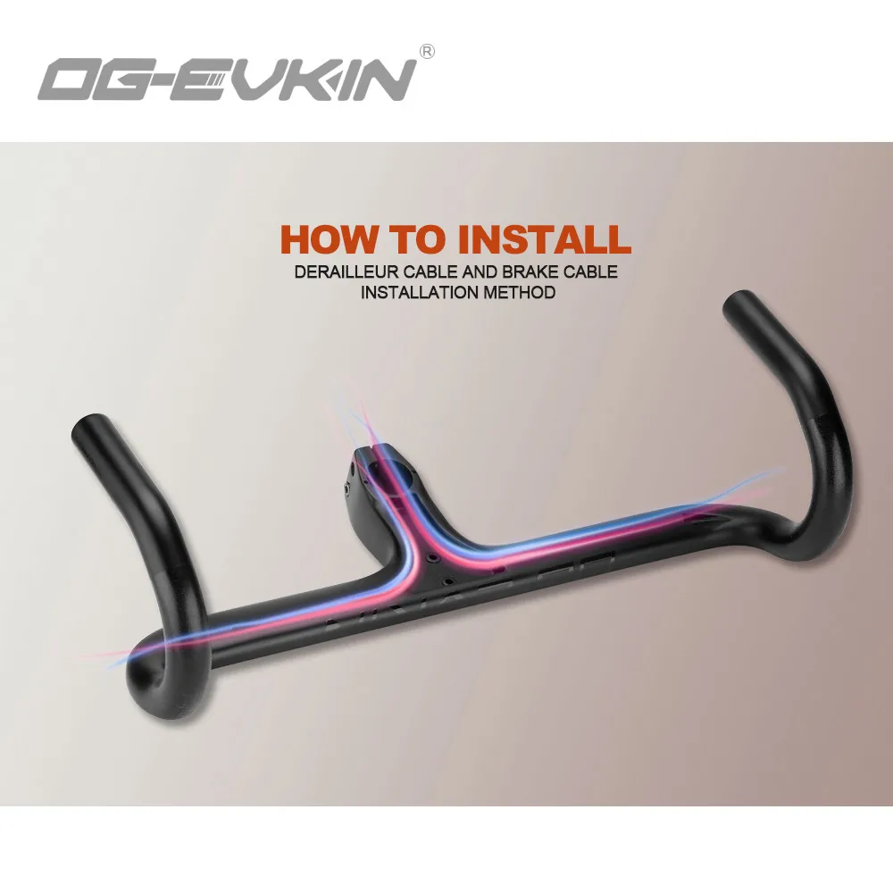 OG-EVKIN HB-1000 AERO Carbon Integrated Handlebar 28.6MM Matt Road 400/420/440 Titanium Bicycle Handle bar