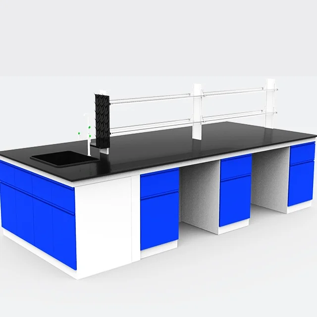 High quality USA standard steel and wood structure science lab furniture Island Lab Bench