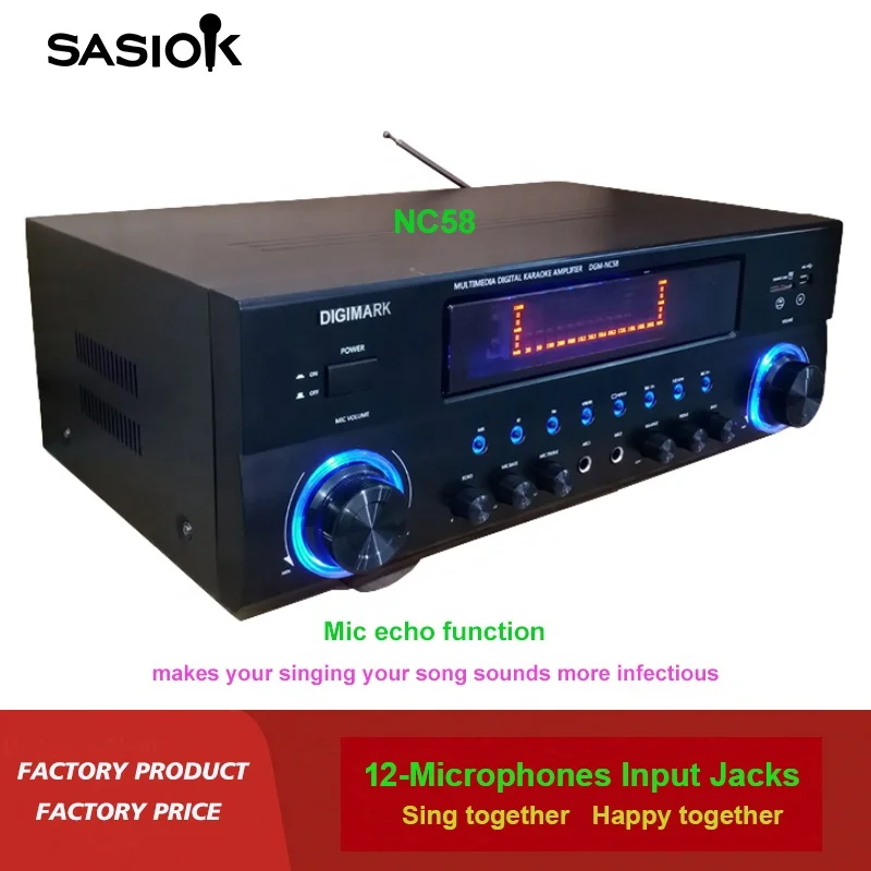 Микрофон echo BT/USB/SD/MMC/AUX/MP3/CD/VCD/DVD аудио вход NC58 стерео синий зуб караоке усилитель динамик Профессиональный FM радио светодиод