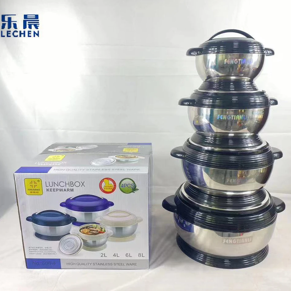Stainless Steel Double Heat Preservation  Pot Thermos Food Warmer Container hot pot 4PCS SET (2/4/6/8L)