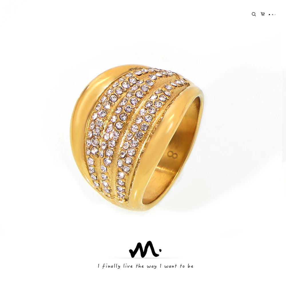 Модные ювелирные кольца оптовая продажа высокое качество многорядные 18 K позолоченные Женские Ювелирные изделия стальные