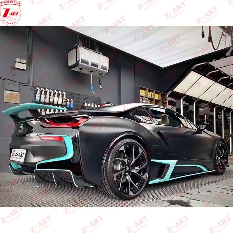 Z-ART 2014-2019 I8 carbon fiber side blade spoiler skirts for BMW I8 carbon fiber side lip for I8 carbon fiber side chin