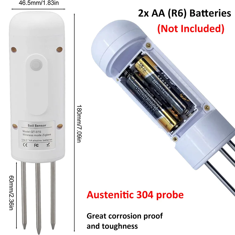Tuya ZigBee App Connection Wireless 2 in 1 Design IP67 Soil Temperature Humidity Detector For Plants Monitoring