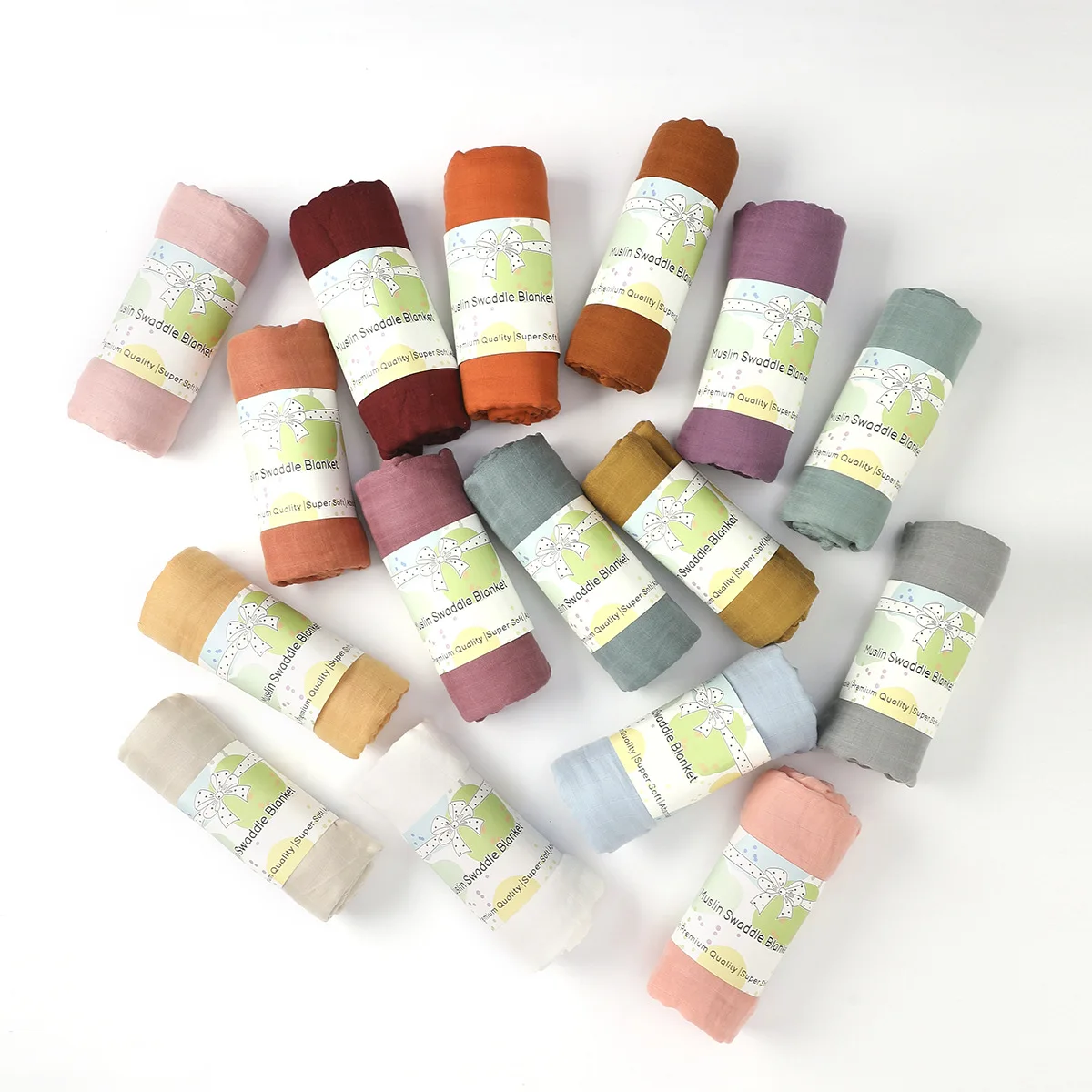 Бамбуковое хлопковое однотонное муслиновое Пеленальное Одеяло для новорожденных