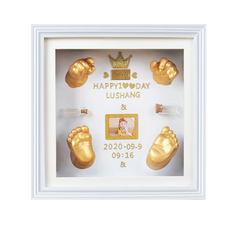Baby 3D hand and foot print photo frame 3D casting kit plaster model hand and foot ink pad photo frame