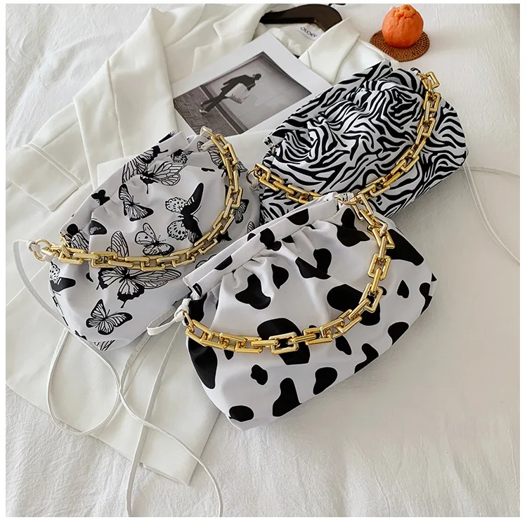 Summer Designer Chain Clutch Pu Shoulder Handbags And Purses Cow Zebra Pattern Crossbody Bag For Women