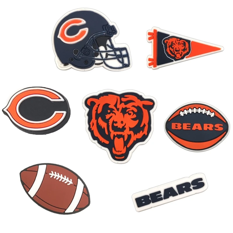 New football Sports Shoe Charms Sport Teams Helmet Hockey Shoe Charm Pvc Shoe Decorations Ball