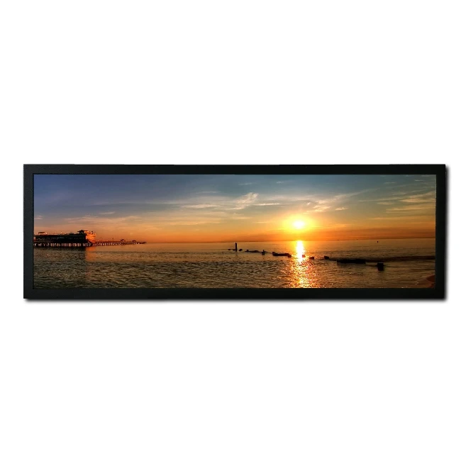 Ultra wide stretched bar lcd screen display to passengers on subway