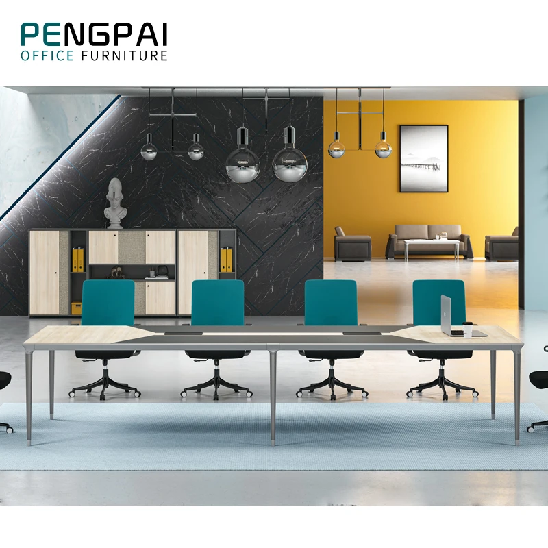 PENGPAI New design hardware frame modern office furniture 8 person conference table specifications