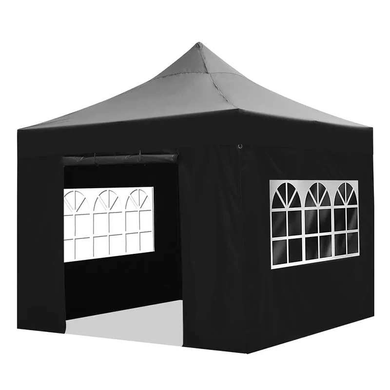 Customized three sided fence with window sun protection and waterproof 10x10ft folding pop up advertising trade show canopy tent