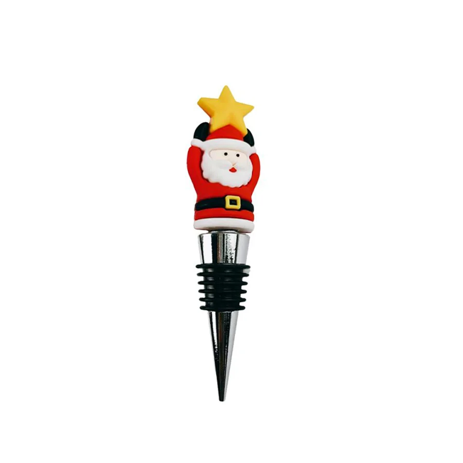 5/40/150 pcs Christmas Wine Stoppers Santa Claus Wine Cork Holding a Star Cute Bottle Stopper for Christmas Gift Wine Saver