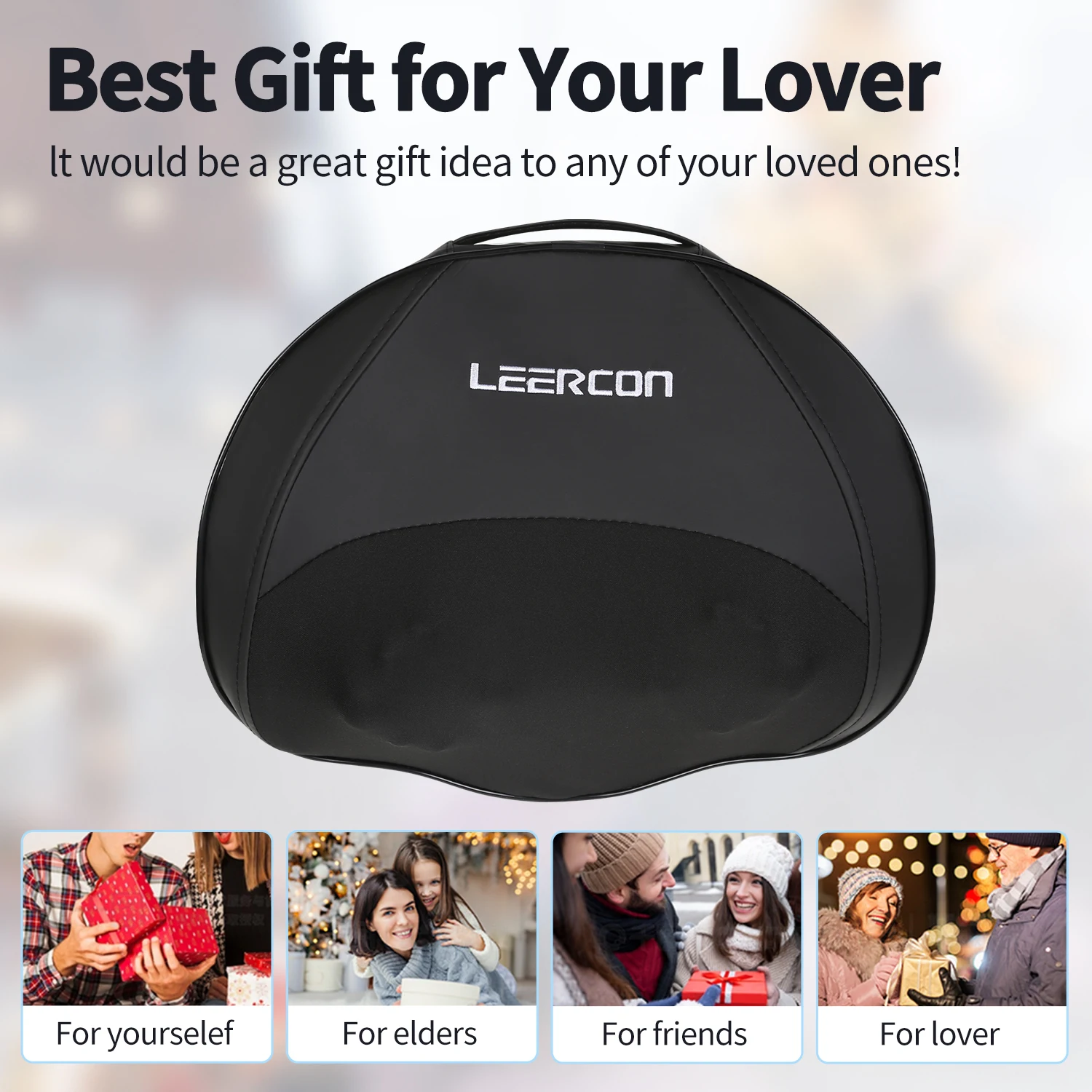 Leercon Shipping from USA Back Pain Relief Battery Powered Travel Acupressure Head Shoulder Back Neck Massage Pillow