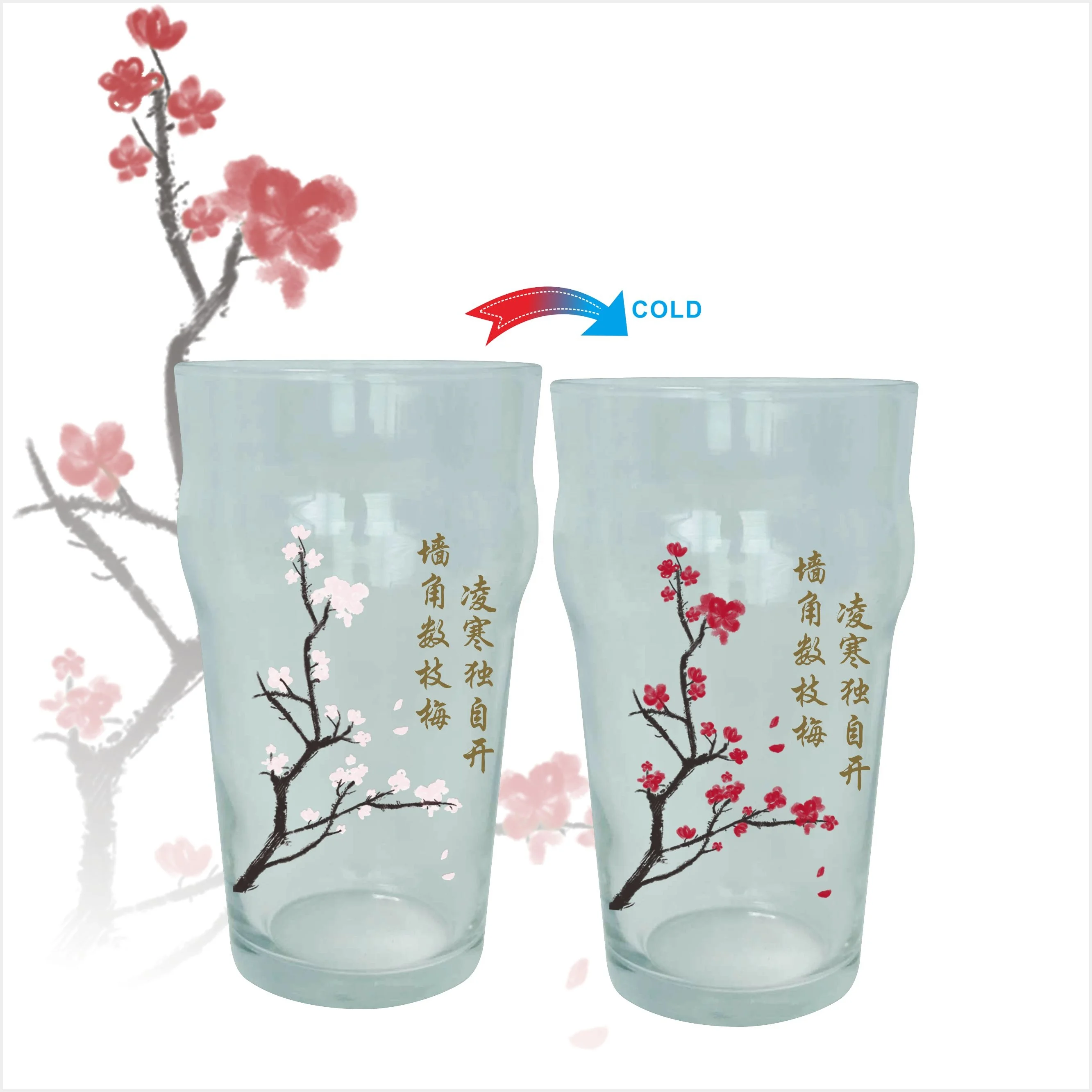 Custom Magic Cold Sensitive Color Changing Beer Mug Drinking Glass Cup Beer Shot Glasses With Logo