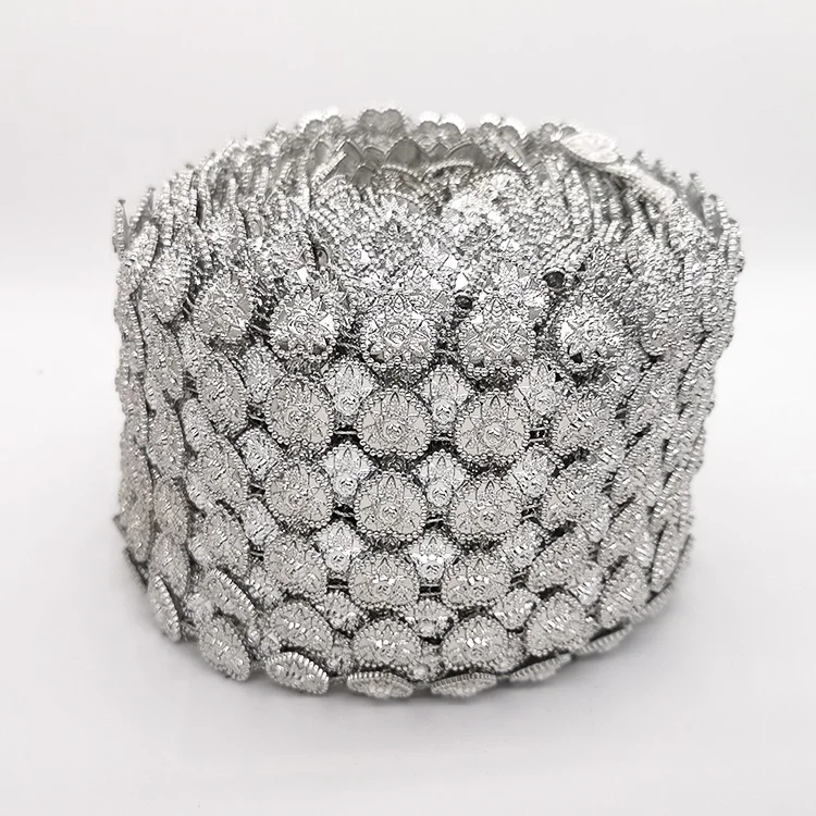 wholesale 6 row silver  heart plastic Rhinestone Wrap net mesh for woman  garniture