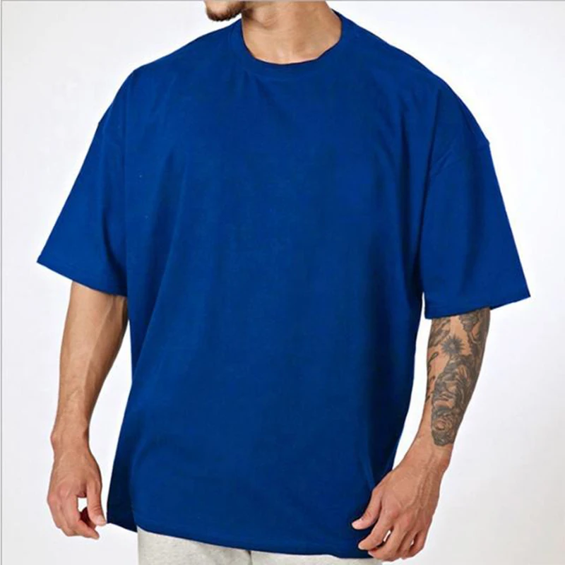 Wholesale Custom Embroidered Logo 240g 100% Cotton White T Shirt Dropped Shoulders Blank Plain Oversized Mens Tshirt