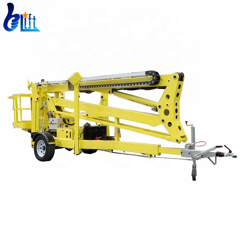 10m-24m Trailer Towing Manlift Articulated Boom Lift Truck Towable Telescoping Lift With Self Walking Device For Sale