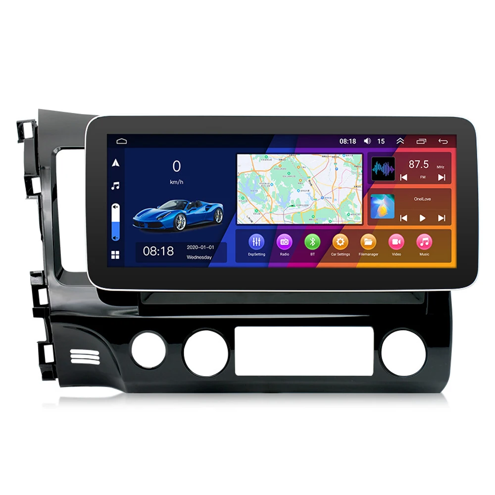12,3 дюймов Android 12 Авто Стерео GPS BT мультимедийный DVD-плеер с Wi-Fi автомобильное радио для Honda Civic 2006 - 2011