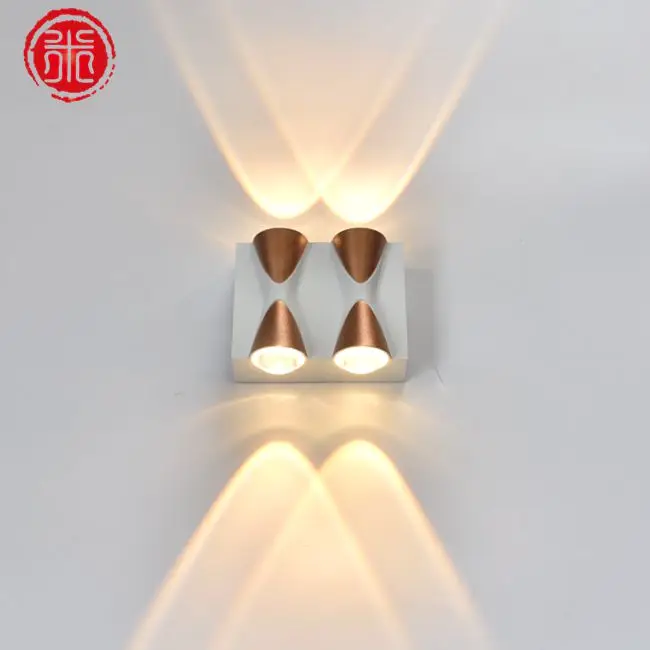 New gold convex LED 1W*4 IP54 BLACK/ WHITE Up and down Aluminum Wall light glass AC100-240V 90*70*50mm