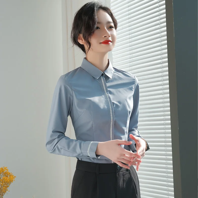good quality white black purple blue modal long sleeve suit ladies women shirt dress for women