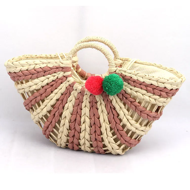Wholesale High Quality Beach Bag Straw Basket Straw Bag With Letters