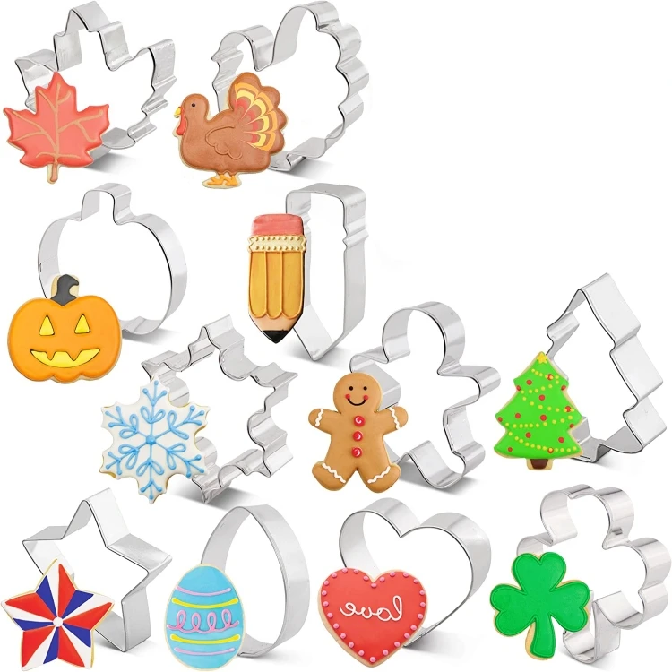 Thanksgiving Star Turkey Easter Egg Gingerbread Man Cookie Stamp And Cutter Cookie Set Cookie Mold Cutter