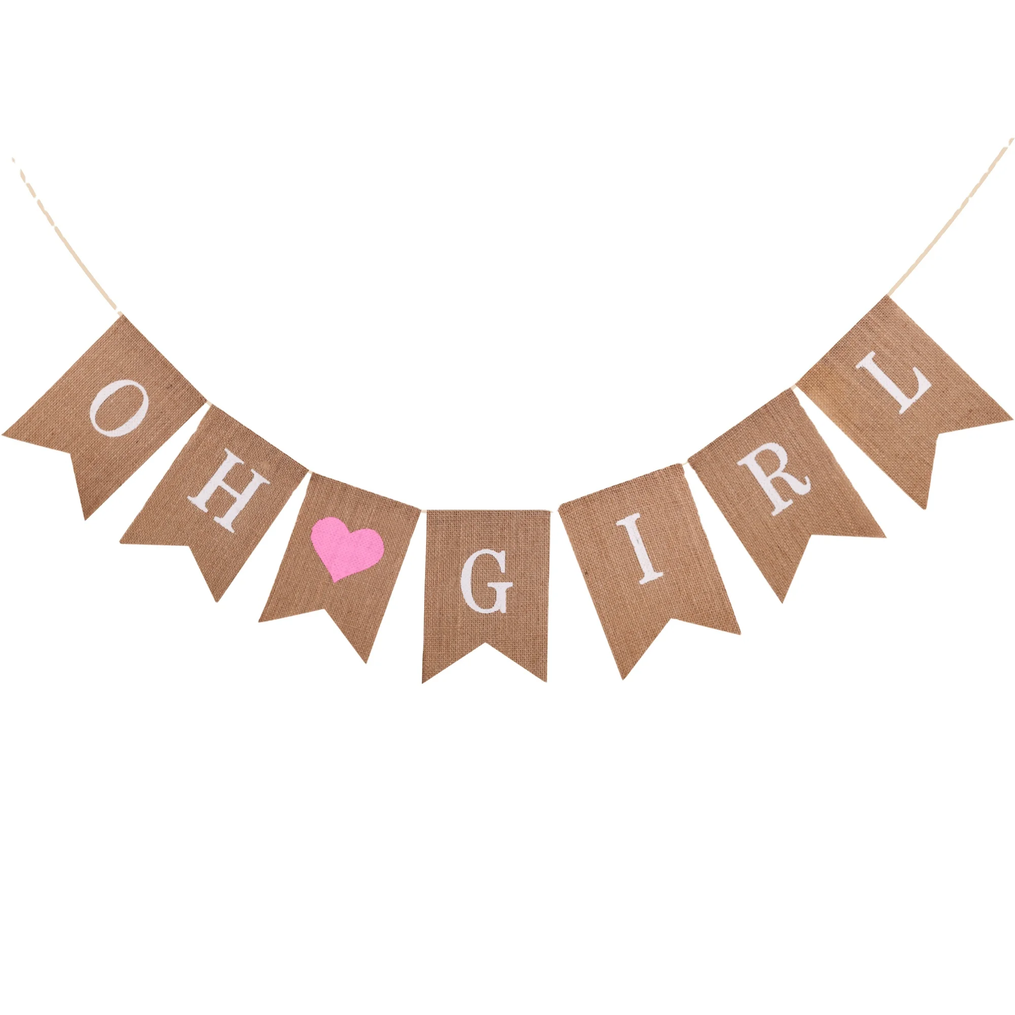 Burlap OH GIRL Banner Oh Girl Sign for Baby Shower Decoration Best Girls Birthday Party Decor Photo Backdrop  RC06281225