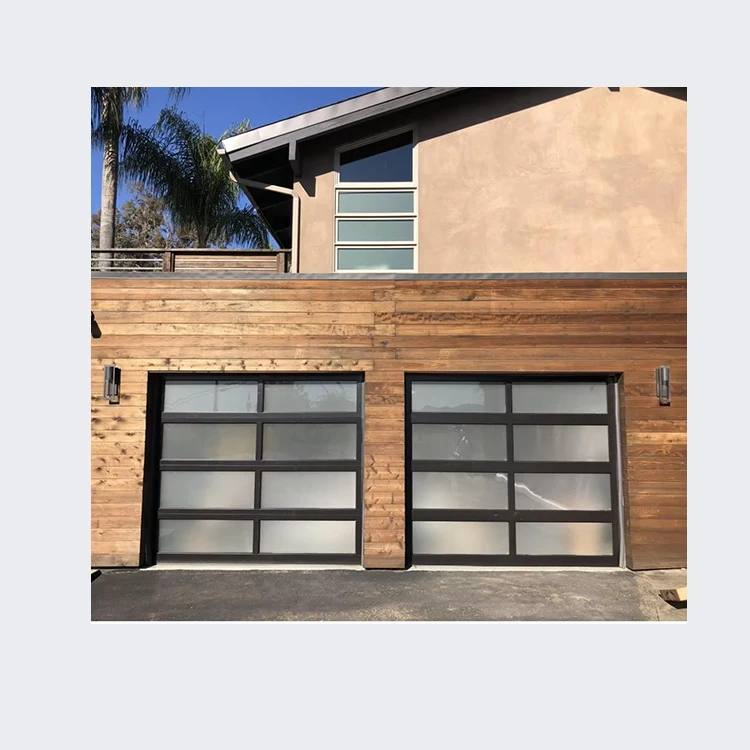 Modern New Black Automatic Garage Door Aluminum Alloy Frosted Glass Rolling Anti-theft Online Technical Support,free Spare Parts
