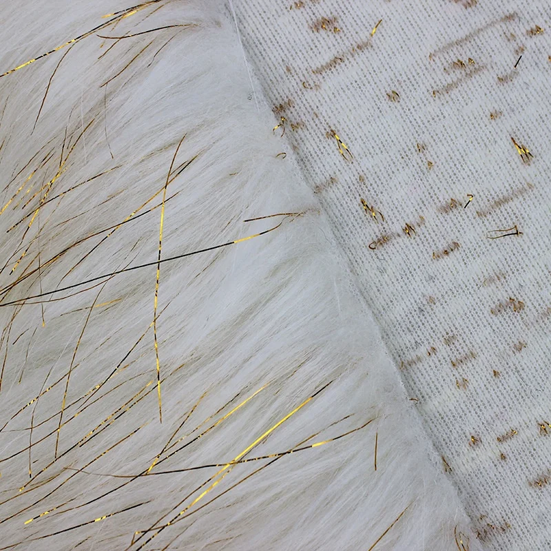 ZY Custom Luxury Faux Animal Skin Fur Gold Filament Plush Long Pile Fur Fabric
