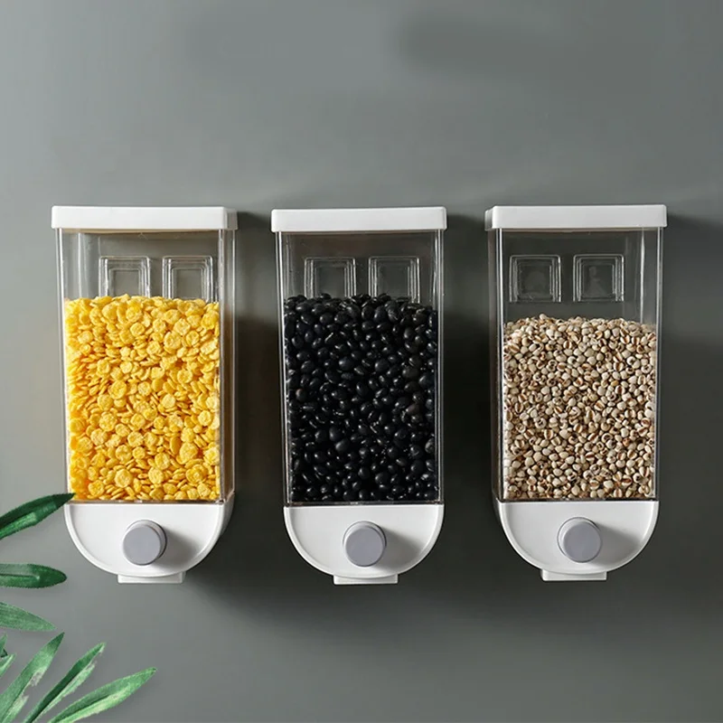 Dry Food Storage Plastic Container Wall Mounted Cereal Dispenser Multifunctional Kitchen Bin