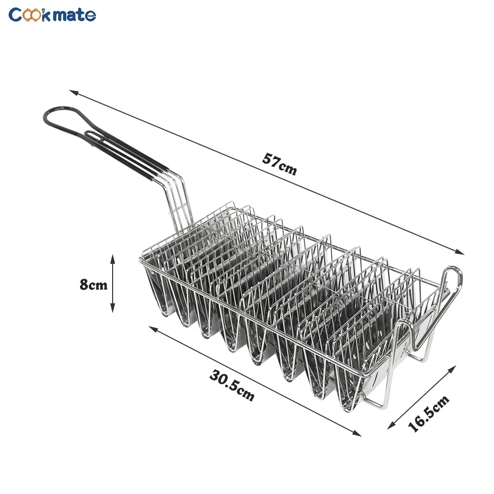 2024 Cookmate Wholesale Kitchenware Small TACO Shell Rectangular Deep Fryer Wire Basket