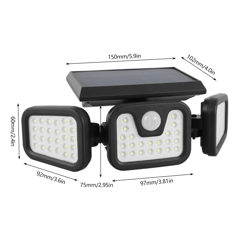 Solar garden light 74 LED High Power 300 Lumen Outdoor Motion Sensor Wall Lamps LED Solar Garden Lights Waterproof