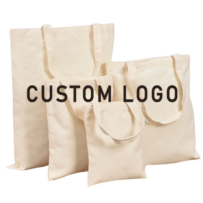Custom tote bag for women daily looking Wholesale sublimation printed 12-16 OZ canvas shopping bag Beige cotton portable gifts