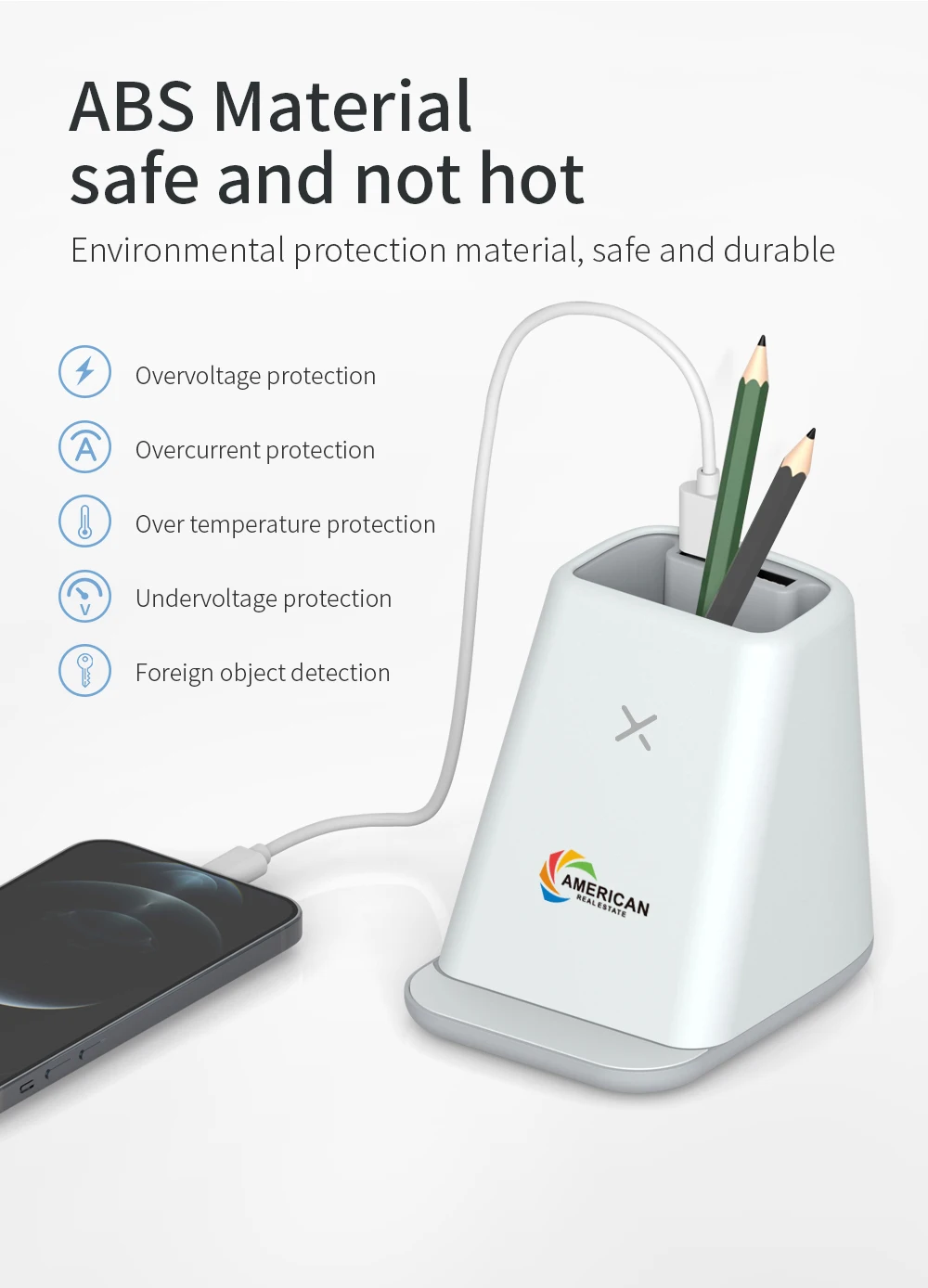 Promotional Desktop Pen holder Phone wireless charger holder Wheat Straw Pencil cup with USB ports