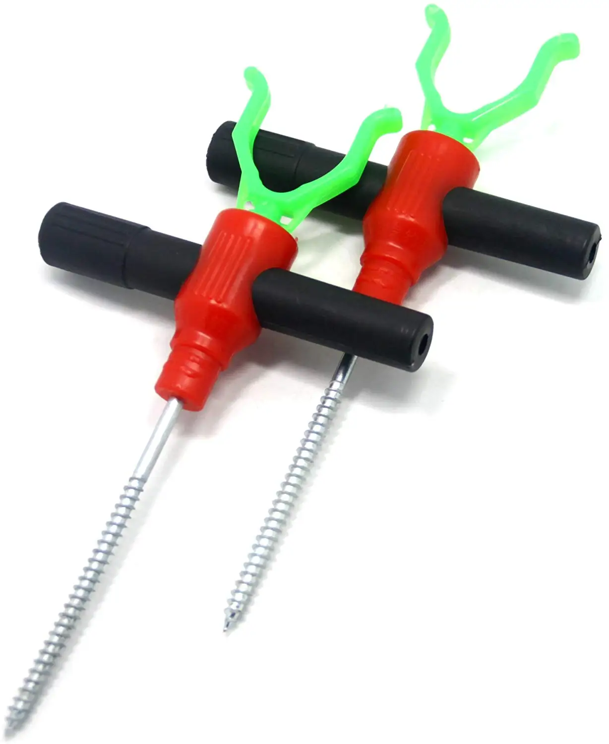 SAMSFX Ice Fishing Nails Tent Bracket Holder Twist Drill W/Rod Rack 2-Pack