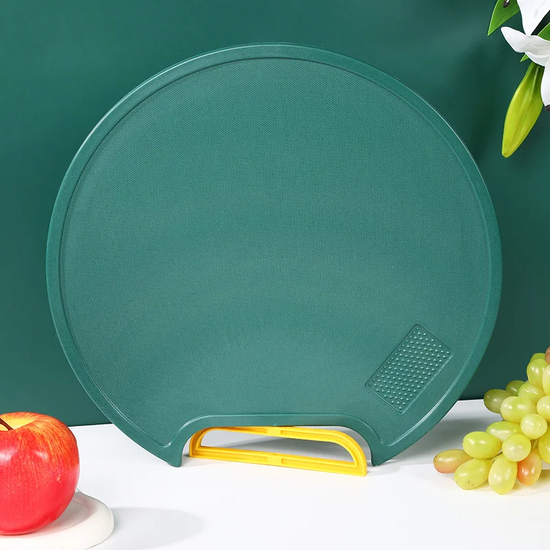 Hot Sale Plastic Round Chopping Block Green Color Mildew Proof Cutting Board With Rotating Handle