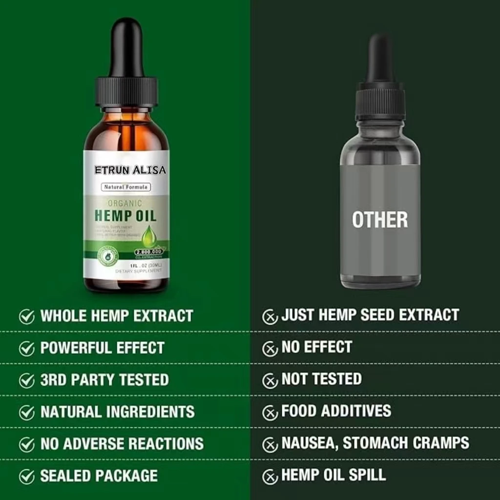 ETRUN ALISA Hemp Oil privatelabel 100% Pure Organic Promote Healthier Skin Cold Pressed  Extract