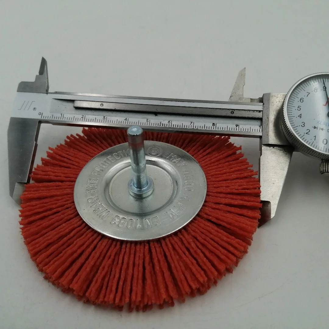100 mm Nylon wire wheel brush with 6mm shank  cleaning brush for car