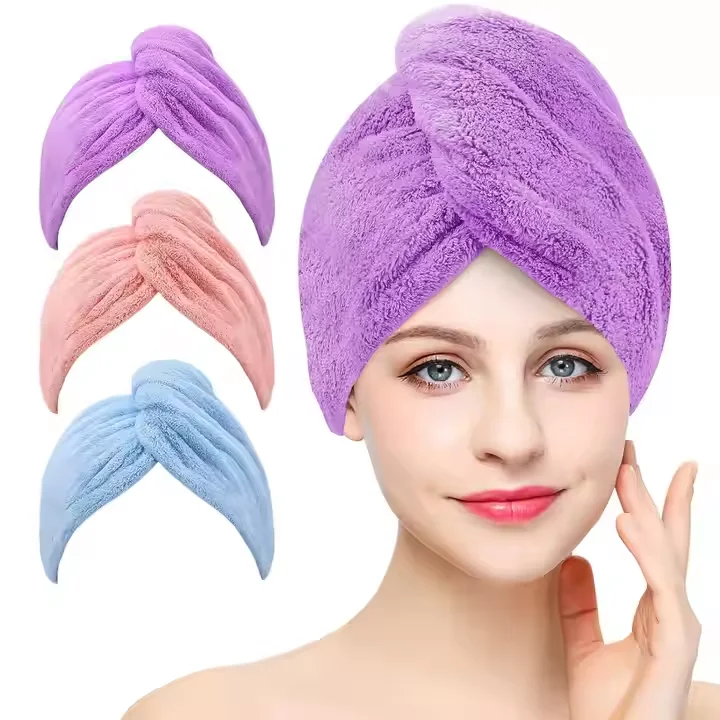Luxury Rapid-Dry Hair-Drying Turban Hair Towel Wrap Ultra Soft and Absorbent Microfiber Towel for Hair