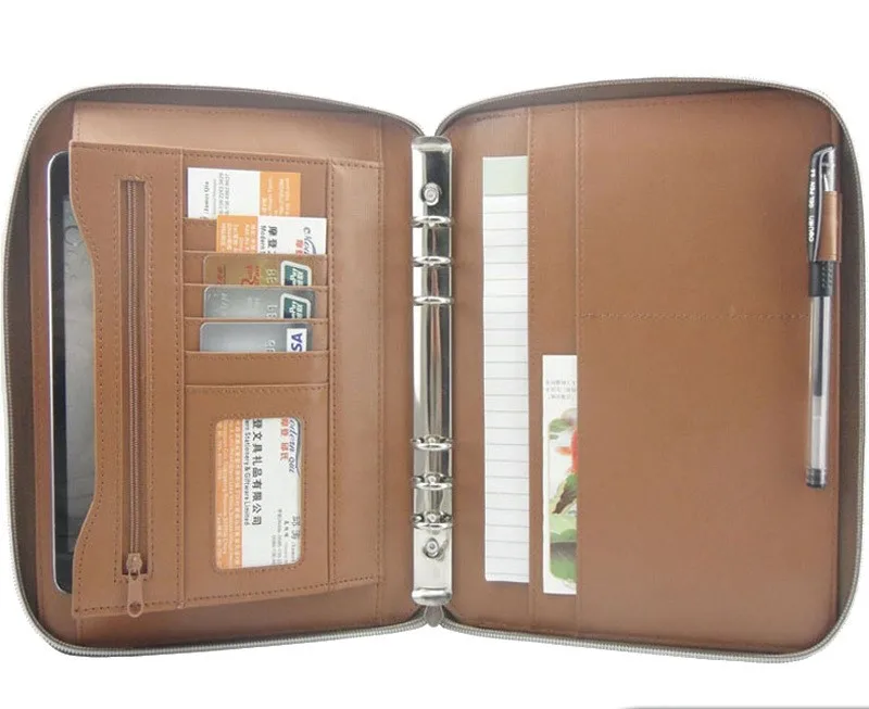 Canvas Fabric A4 Zipper Ring Binder Document File Folder Polyester Portfolio