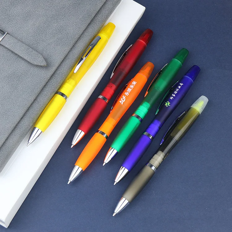 YF 2-in-1 Multifunctional Plastic Ballpoint Pen with Highlighter Stylus for Promotions