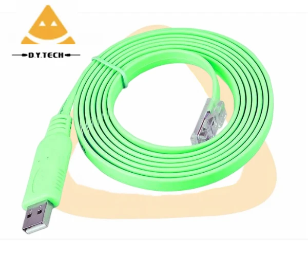 DYTECH 6ft Usb to rs232 converter cable usb FTDI Chip RJ45 Console Cable USB 2.0 Connector braid PVC serial wire debug