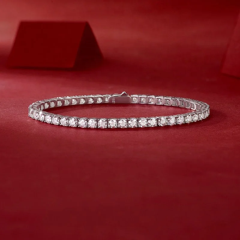 wholesale ladies 925 VVS moissanite Tennis bracelet Sterling silver joyeria plata custom fine jewelry moissanite bracelet women
