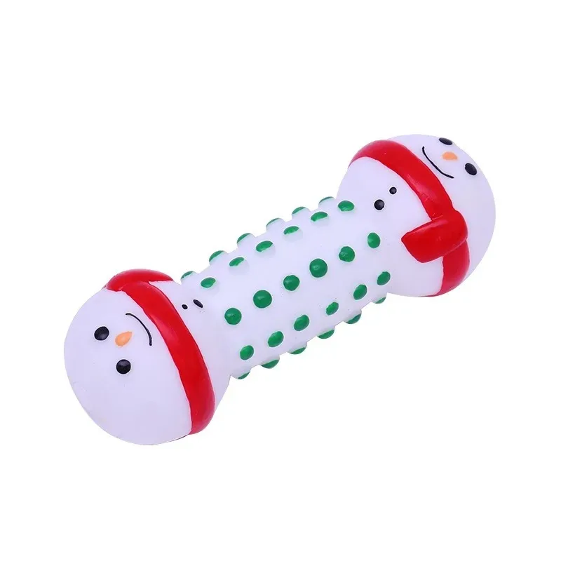 Three new Christmas dumbbell sounding enamel dog teeth cleaning and bite resistant training toys