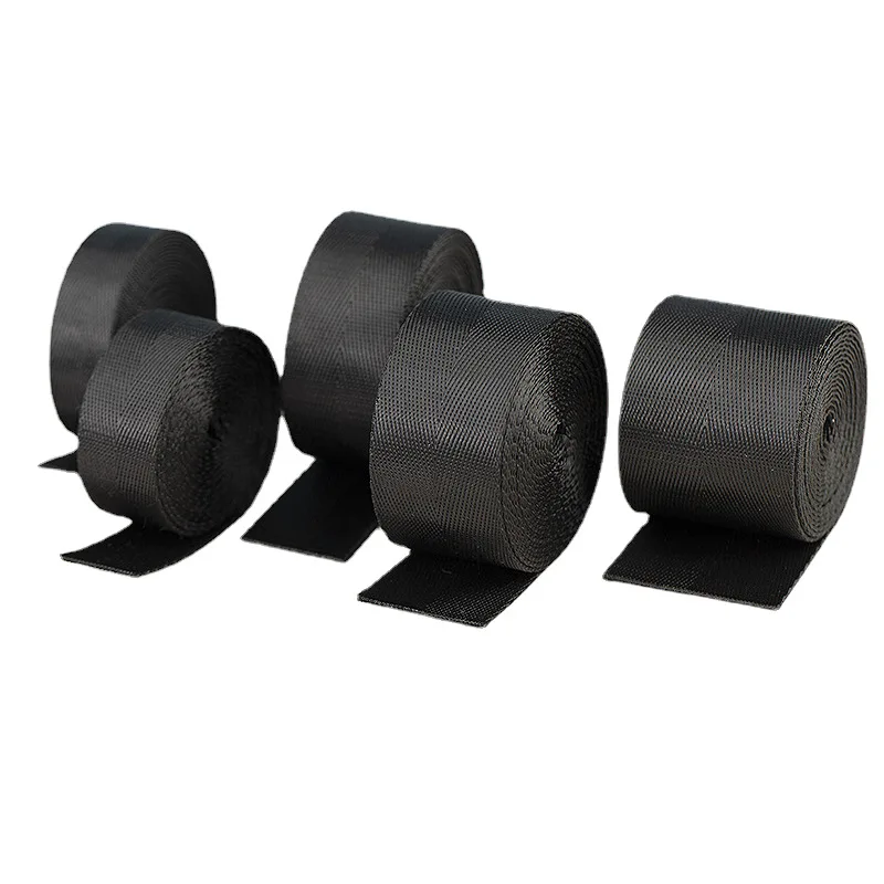 Wholesale High Quality Black Color Different Sizes Webbing Tape Strap Plain Weave Nylon Webbing For Bag Backpack