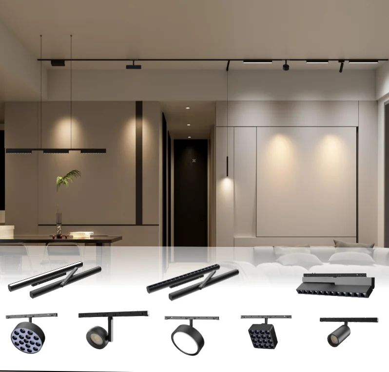 DC48V 0-10V tuya вставной Тип управляемый кремниевый светодиодный сверхузкий Магнитный Трековый светильник