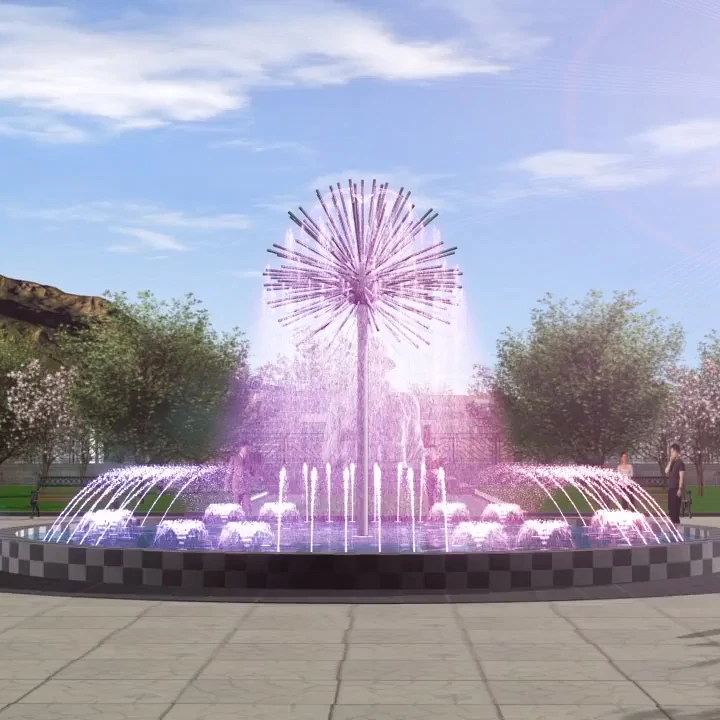 colorful style dandelion fountain with led waterproof lights