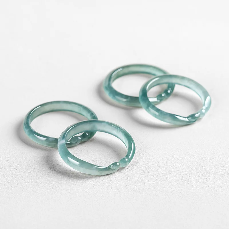 natural Jadeite blue water Fashion Ruyi the Incantation of the Golden Hoop rings Gift of appraisal certificate JZ16