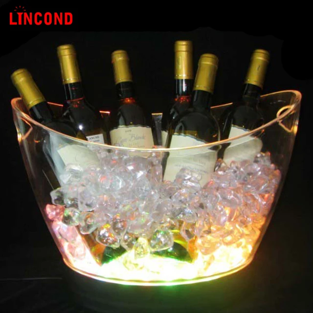 Lincond оптовая продажа роскошный большой ведро для льда со светодиодной подсветкой 12 л вечеринки бара