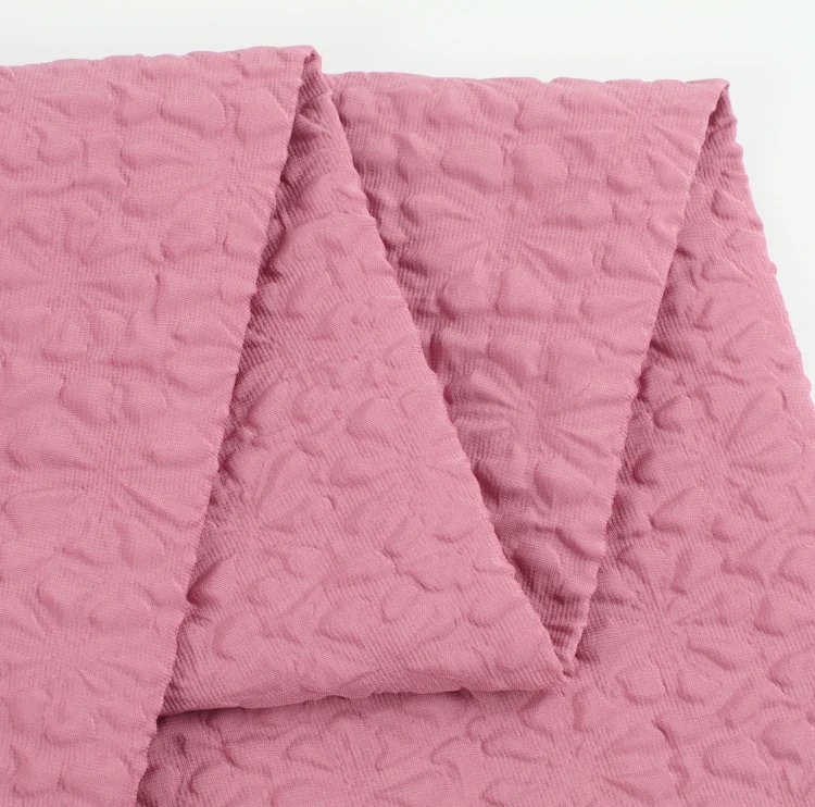 New Women Unique Fashion Clothing Dress Home Textile Material Polyester Bubble 3D Eight Leaf Flower Embossed Jacquard Fabric